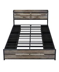 Streamdale Furniture King bed frame with storage headboard and 12 drawers, metal platform foundation