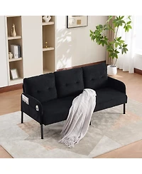 Streamdale Furniture Oversized Corduroy Loveseat Sofa with Metal Legs & Side Pockets