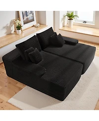 Streamdale Furniture 81" Cloud Sectional Couch, L-Shape Chaise with Deep Seat, Black