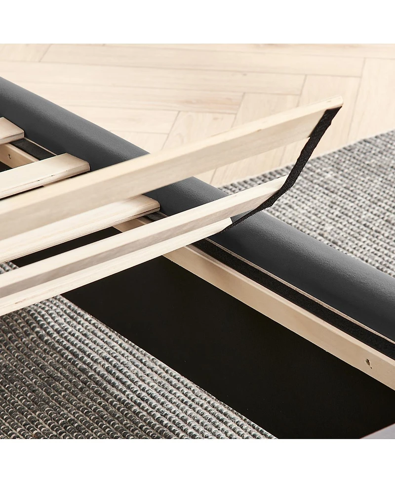 Streamdale Furniture King Size Velvet Upholstered Bed Frame with Vertical Stripes & Headboard