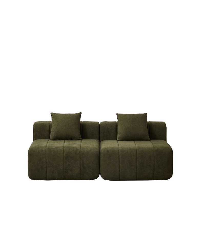 Streamdale Furniture Chenille Sectional Sofa with 2 Pillows, Symmetrical Modular for Living Room