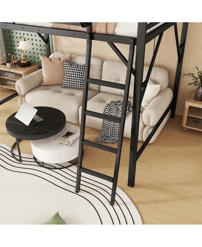 Streamdale Furniture Loft Bed with Ladder and Storage Shelves