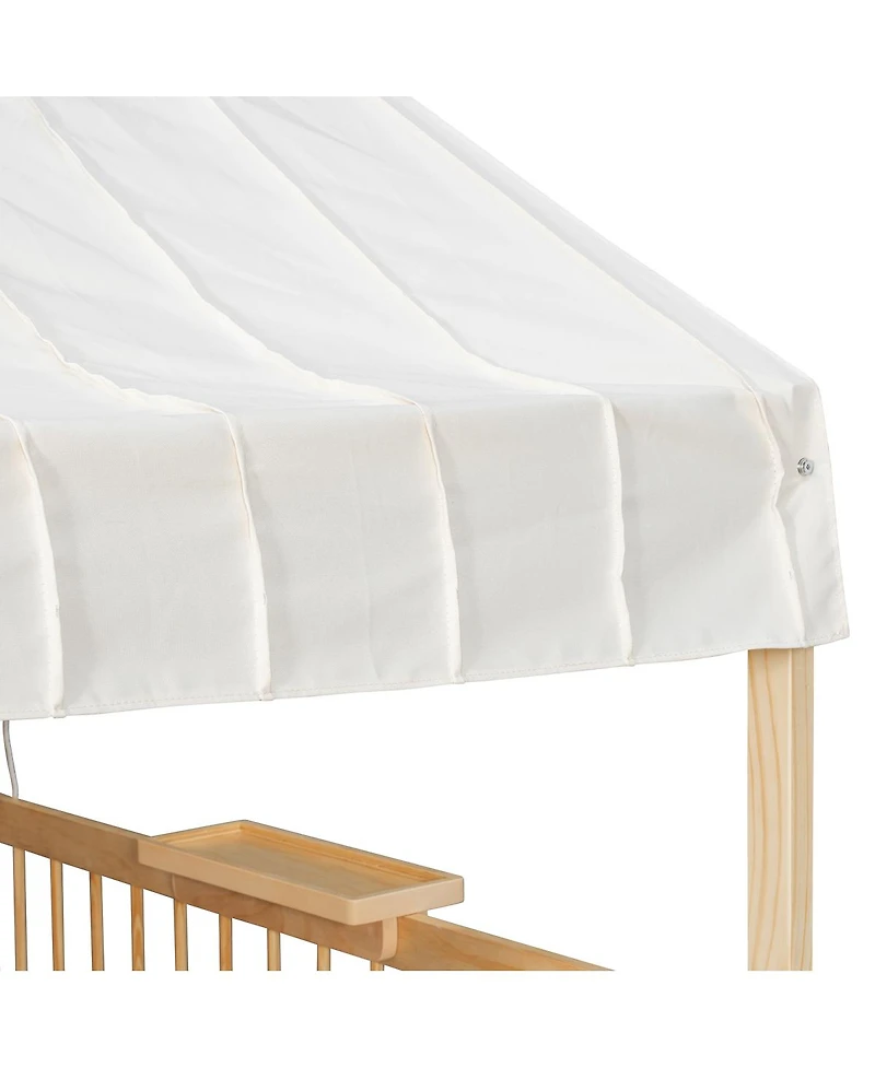 Streamdale Furniture Full Size House Bed with 2 Large Drawers, Side Bookshelf with Led Strip, Natural