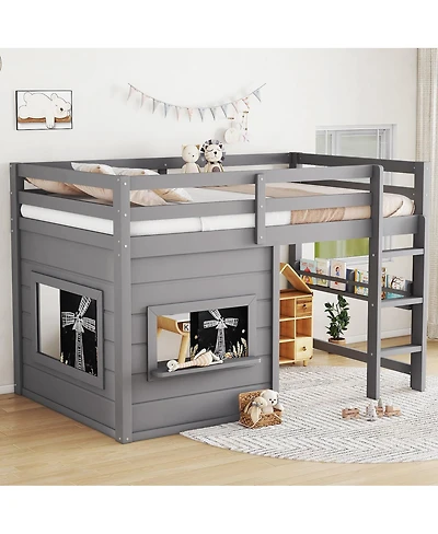 Draft - Streamdale Furniture Twin Loft Bed with Slide, Chalkboard, Bookshelf & Rails