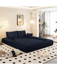 Streamdale Furniture Human Dog Bed, Lazy Sofa Couch, 78.7" Foldable Sofa Bed, 3-in-1 Teddy Fabric Sleeper Sofa Bed