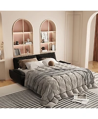 Streamdale Furniture Queen Pull Out Sofa Bed, 3-in-1 Convertible Sleeper, Velvet Loveseat