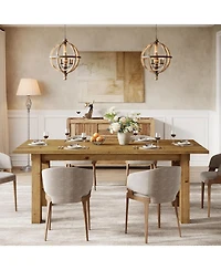 Tribesigns Solid Wood Dining Table for 4-6 People, 63-Inch Farmhouse Kitchen Table with Rich Grain and Texture, Wooden Rectangular Dinner Tables