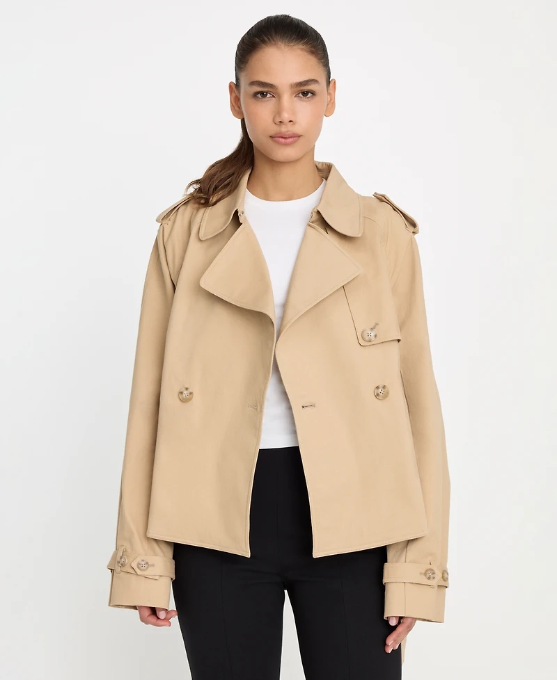 Good American Women's Cropped Trench Jacket