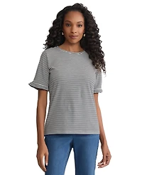 Jones New York Petite Elbow Ruffle-Sleeve Crewneck T-Shirt