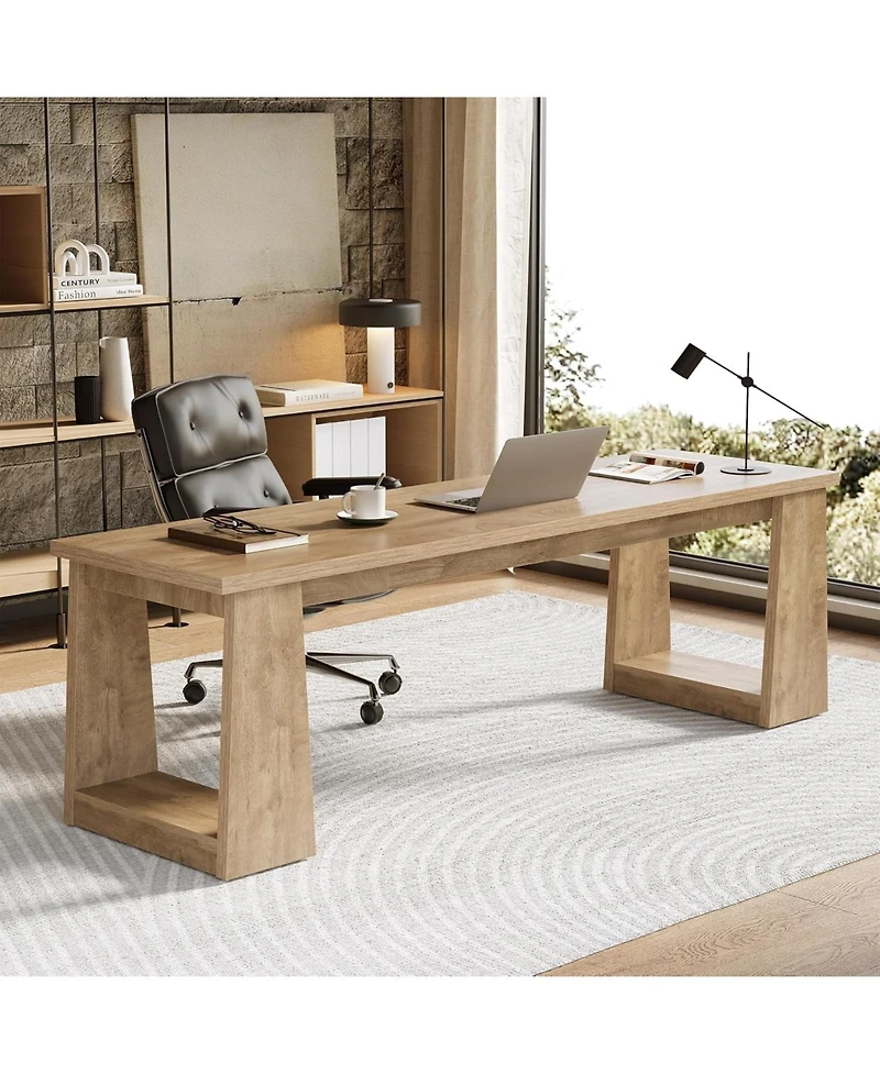 Tribesigns 86.6" Two Person Office Desk Computer Desk, Gaming Double Desks for 2 People, Wood Large Writing Table, Home Office Workstation for 2