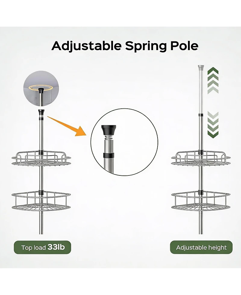 Yigii 4-Tier Adjustable Shower Caddy - No-Drill, Rust-Resistant, Space-Saving
