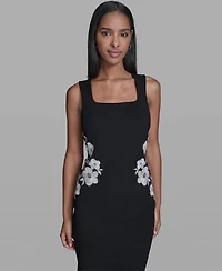 Karl Lagerfeld Paris Women's Floral Embroidery Square Neck Dress