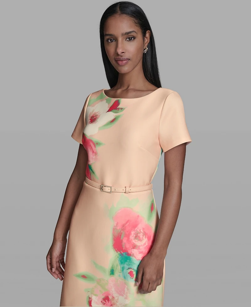 Karl Lagerfeld Paris Women's Floral Placed A-Line Dress