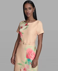 Karl Lagerfeld Paris Women's Floral Placed A-Line Dress
