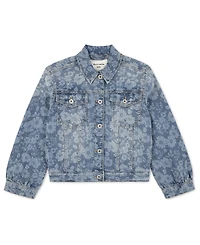 abercrombie kids Girls' Oversized Floral Denim Trucker Jacket