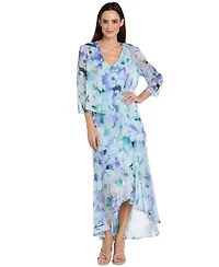 R & M Richards Women's Printed 3/4-Length Sleeve Jacket and Maxi Dress, 2 Piece Set