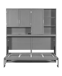 Streamdale Furniture Twin Size Wall Murphy Bed with Cabinet, Shelves, Light & Usb