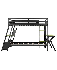 Streamdale Furniture Twin Gaming Bunk Bed with Desks & Usb Ports