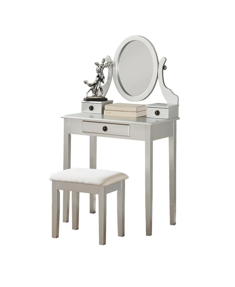 Streamdale Furniture Moniys Wood Moniya Makeup Vanity Table and Stool Set