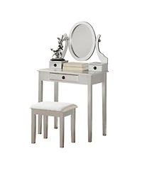 Streamdale Furniture Moniys Wood Moniya Makeup Vanity Table and Stool Set