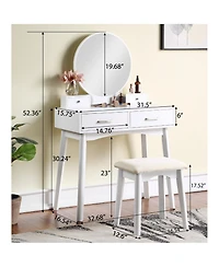 Streamdale Furniture Liannon Contemporary Wood Vanity and Stool Set