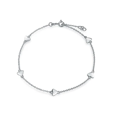 Bling Jewelry Multi Heart Strand Anklet Chain Ankle Bracelet .925 Sterling Silver Adjustable