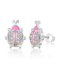 Chanteur/Girl/Ladybug Crystal White Gold Palladium Plating Screwstud Earring