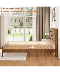 Streamdale Furniture Queen Bed Frame with Storage, Led, Charging Station