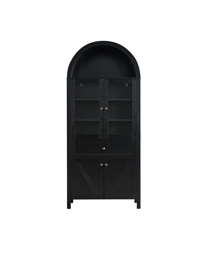 Streamdale Furniture Dome Cabinet, Black, high-quality materials, antique craftsmanship, large storage