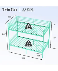 Streamdale Furniture Metal Twin Over Twin Bunk Bed with Ladder, Guardrail, Storage, Noise-Free