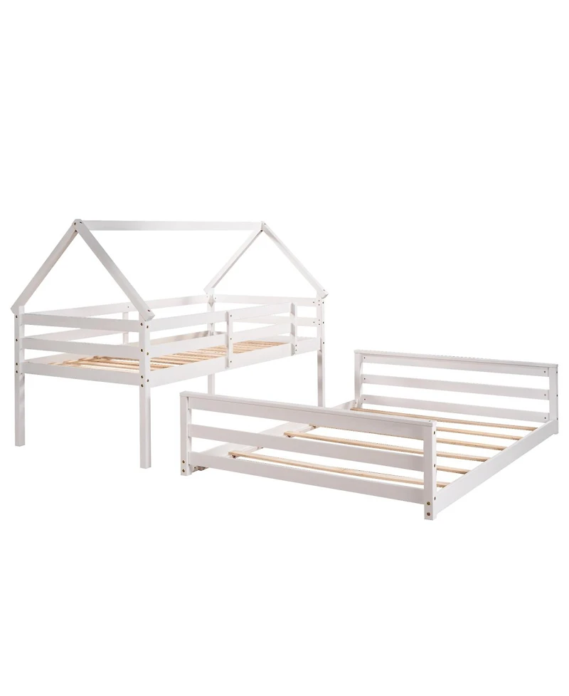 Streamdale Furniture Twin over Full House Bunk Bed with Built-in Ladder