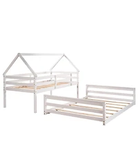 Streamdale Furniture Twin over Full House Bunk Bed with Built-in Ladder