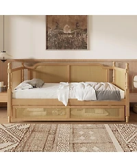 Streamdale Furniture Antique Walnut Twin Daybed with Drawers for Space-Saving