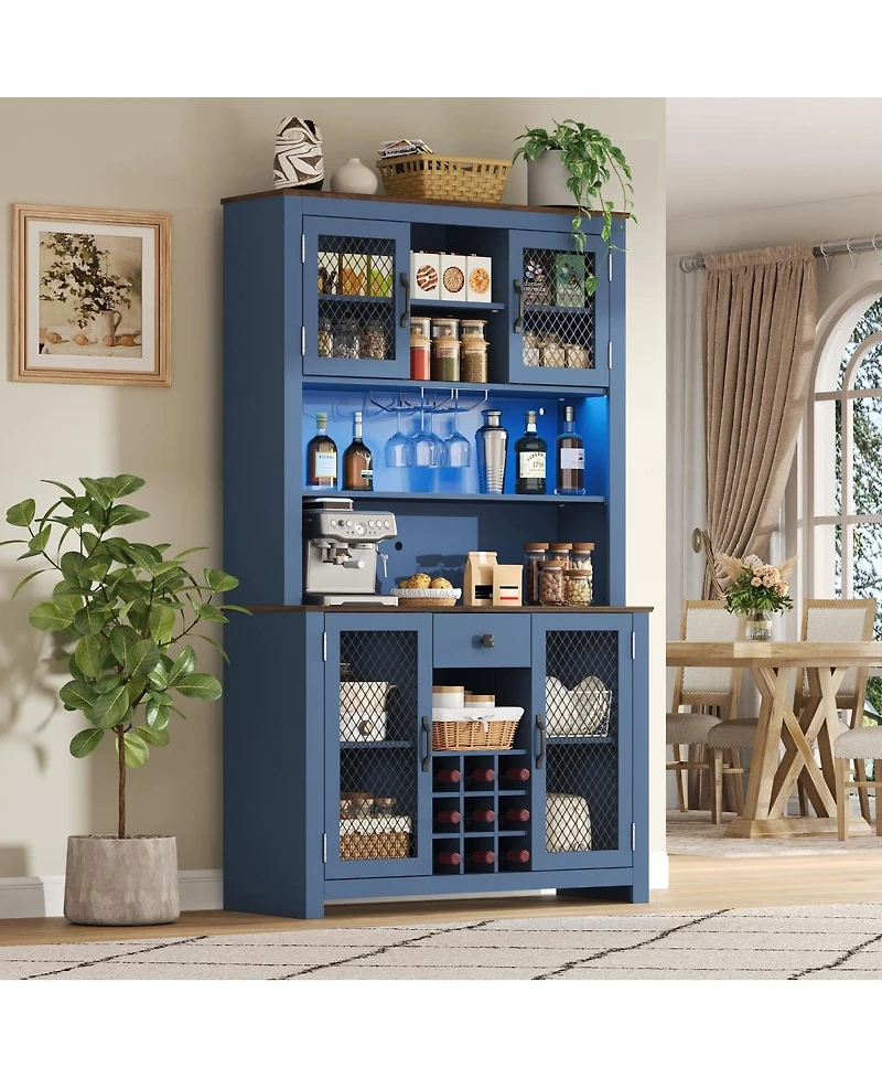 Streamdale Furniture 70.9" Navy Blue Kitchen Pantry Storage Cabinet with Doors & Shelves