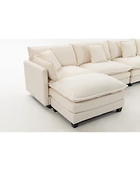 Streamdale Furniture Modern 4-Seat Sectional Sofa with 2 Ottomans & Pillows, 149.61