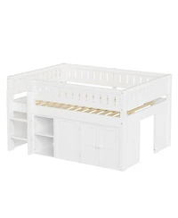 Streamdale Furniture Loft Bed with Storage Cabinet and Chalkboard Panel