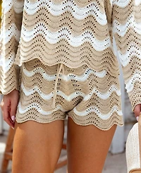 Cupshe Women's Coral Garden Striped Cover-Up Shorts