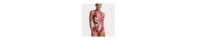 Lands' End Women's Sculpting Suit Plunge Halter High Leg One Piece Swimsuit