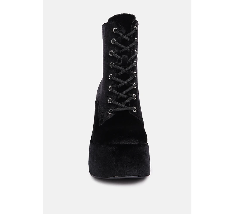 Ashcan Womens High Platform Velvet Ankle Boots