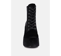 Ashcan Womens High Platform Velvet Ankle Boots