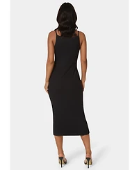 Bebe Womens Square Neck Slim Maxi Dress