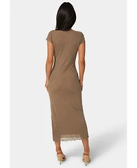 Bebe Women's Flocking Mesh T-Shirt Dress