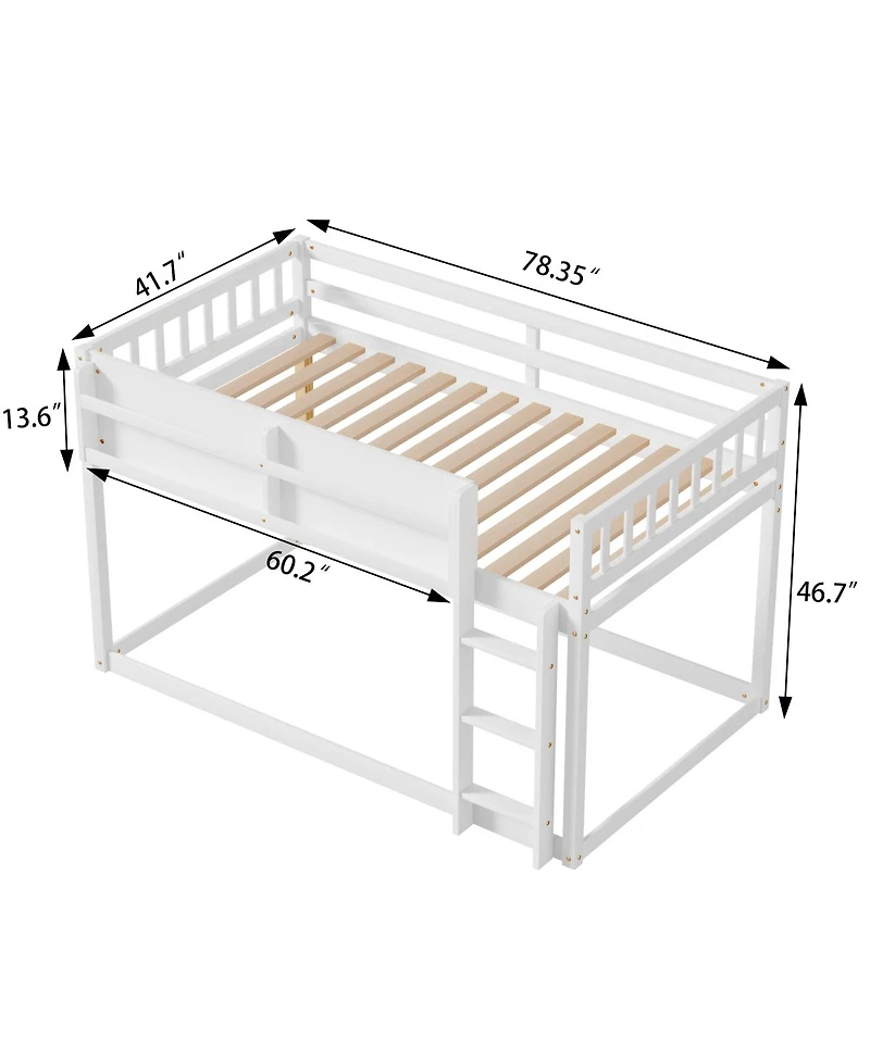 Streamdale Furniture Low Twin Over Twin Bunk Bed with Ladder