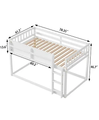 Streamdale Furniture Low Twin Over Twin Bunk Bed with Ladder