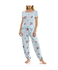 Roudelain Women's Short-Sleeve T-Shirt & Balloon Pants, 2-Piece Pajama Set