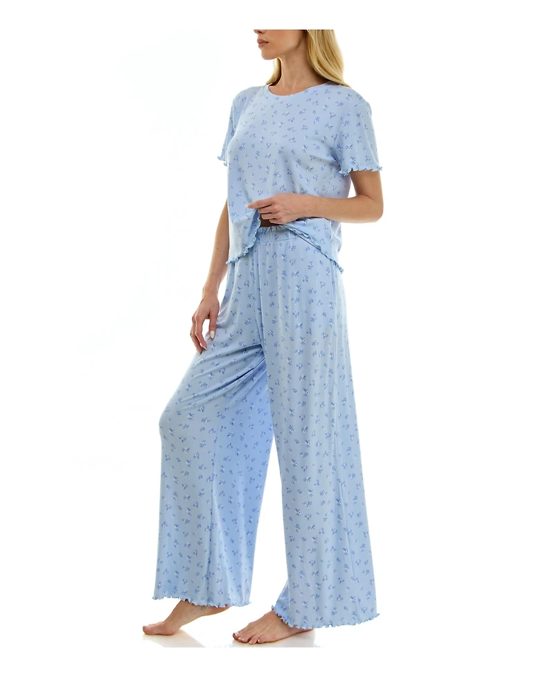 Sincerely Jules Women's Printed T-Shirt & Paper Bag Pants, 2-Piece Pajama Set