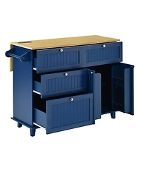 Streamdale Furniture Farmhouse Kitchen Island with Drop Leaf, Storage