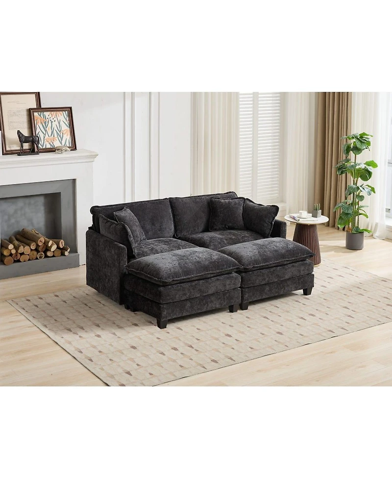 Streamdale Furniture Cloud Ottoman, Modern Sectional Couch, Living Room, Comfy Upholstered Seat, Chenille Fabric