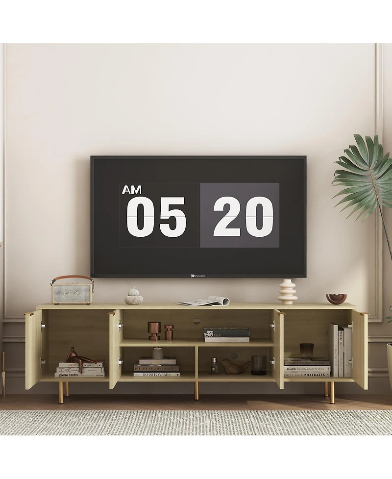 Streamdale Furniture Streamdale Wood Modern Tv Stand Fluted 68", Entertainment Center with Storage Doors, Media Cabinet