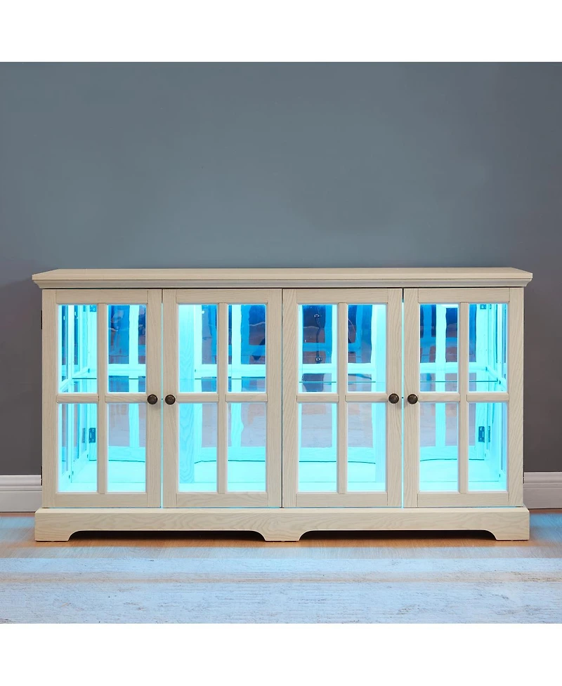 Streamdale Furniture Led Curio Display Cabinet with Glass Doors & Adjustable Shelves